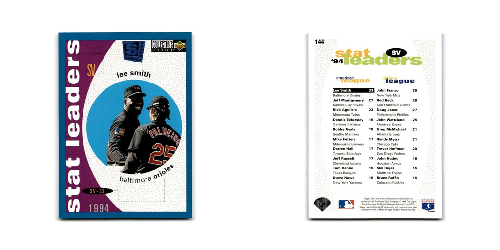 Lee Smith 1995 Collector's Choice SE #144 Saves Leaders Baseball Card NM
