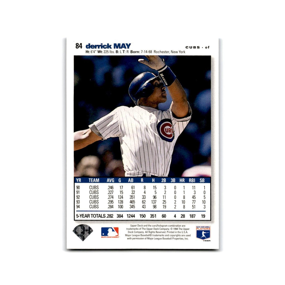 Derrick May 1995 Collector's Choice SE #84 Chicago Cubs Baseball Card NM