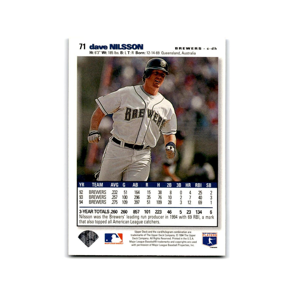 Dave Nilsson 1995 Collector's Choice SE #71 Milwaukee Brewers Baseball Card NM