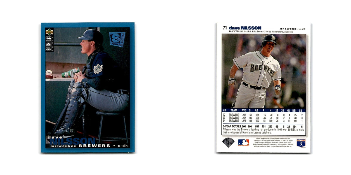 Dave Nilsson 1995 Collector's Choice SE #71 Milwaukee Brewers Baseball Card NM