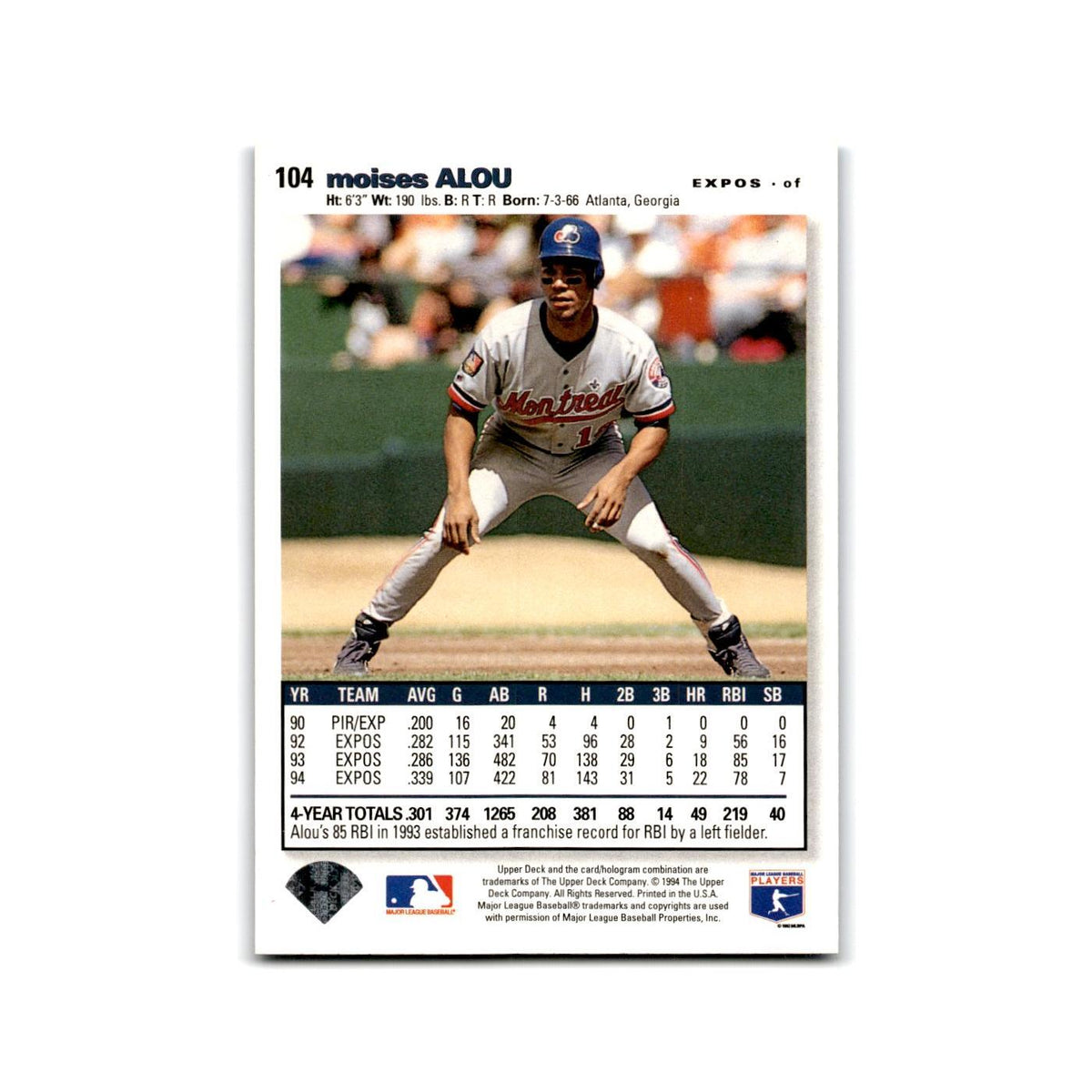 Moises Alou 1995 Collector's Choice SE #104 Montreal Expos Baseball Card NM