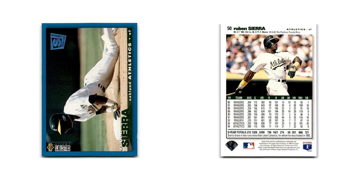 Ruben Sierra 1995 Collector's Choice SE #50 Oakland Athletics Baseball Card NM