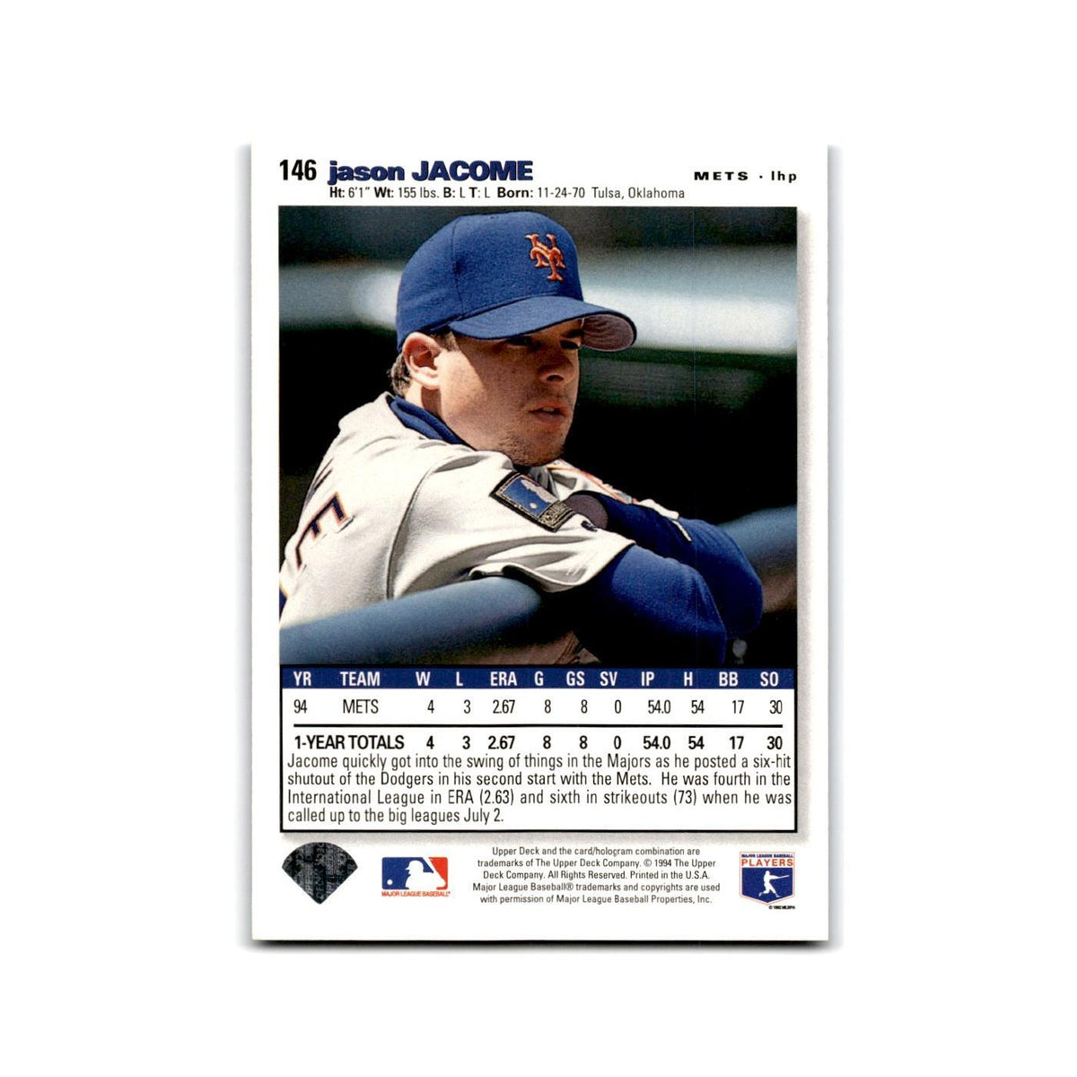 Jason Jacome 1995 Collector's Choice SE #146 New York Mets Baseball Card NM