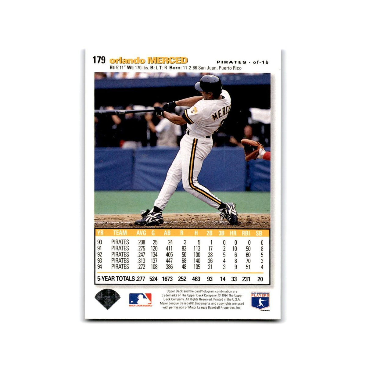 Orlando Merced 1995 Collector's Choice SE #179 Pittsburgh Pirates NM