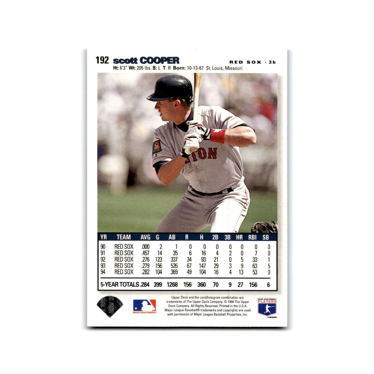 Scott Cooper 1995 Collector's Choice SE #192 Boston Red Sox Baseball Card NM