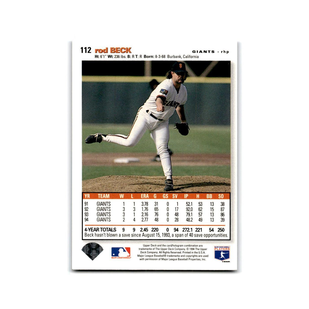 Rod Beck 1995 Collector's Choice SE #112 San Francisco Giants Baseball Card NM