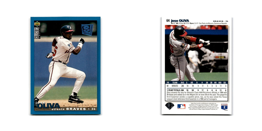 Jose Oliva 1995 Collector's Choice SE #64 Atlanta Braves Baseball Card NM