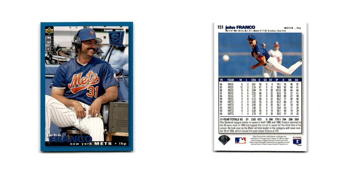 John Franco 1995 Collector's Choice SE #151 New York Mets Baseball Card NM
