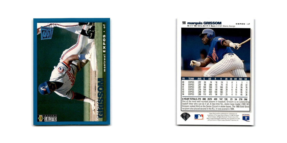 Marquis Grissom 1995 Collector's Choice SE #98 Montreal Expos Baseball Card NM