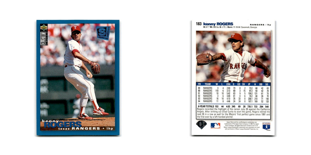 Kenny Rogers 1995 Collector's Choice SE #183 Texas Rangers Baseball Card NM
