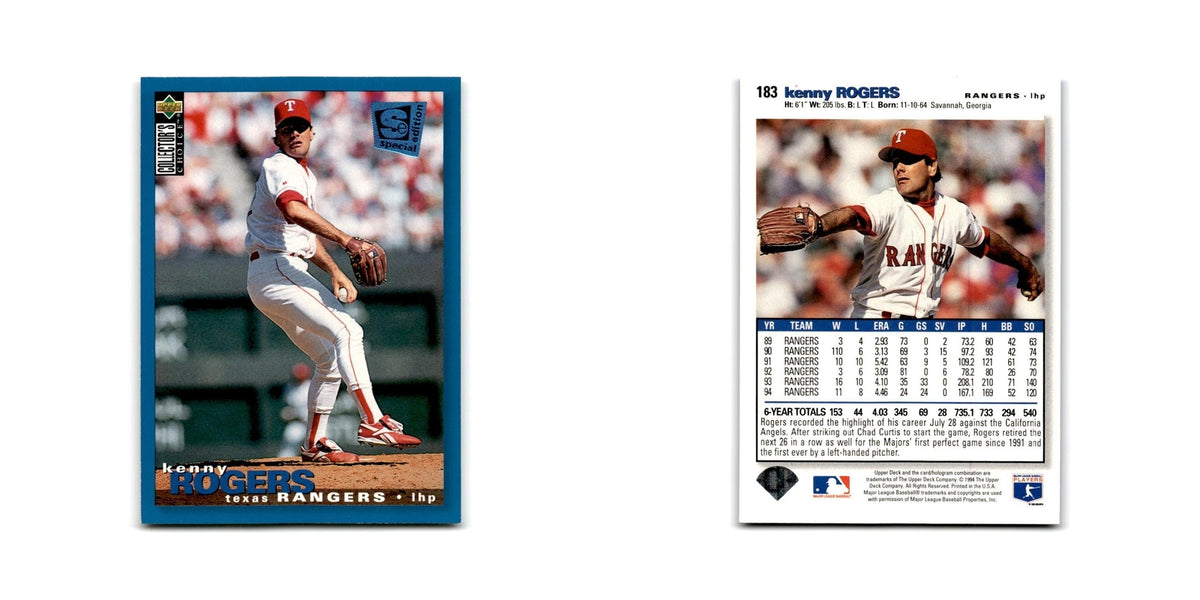 Kenny Rogers 1995 Collector's Choice SE #183 Texas Rangers Baseball Card NM