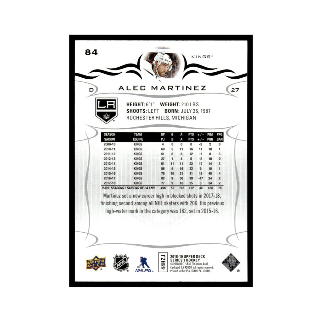 Alec Martinez 2018 Upper Deck #84 Los Angeles Kings Hockey Card NM