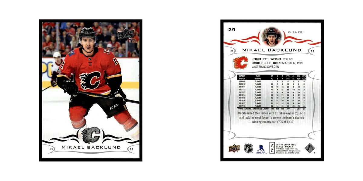 Mikael Backlund 2018 Upper Deck #29 Calgary Flames Hockey Card NM