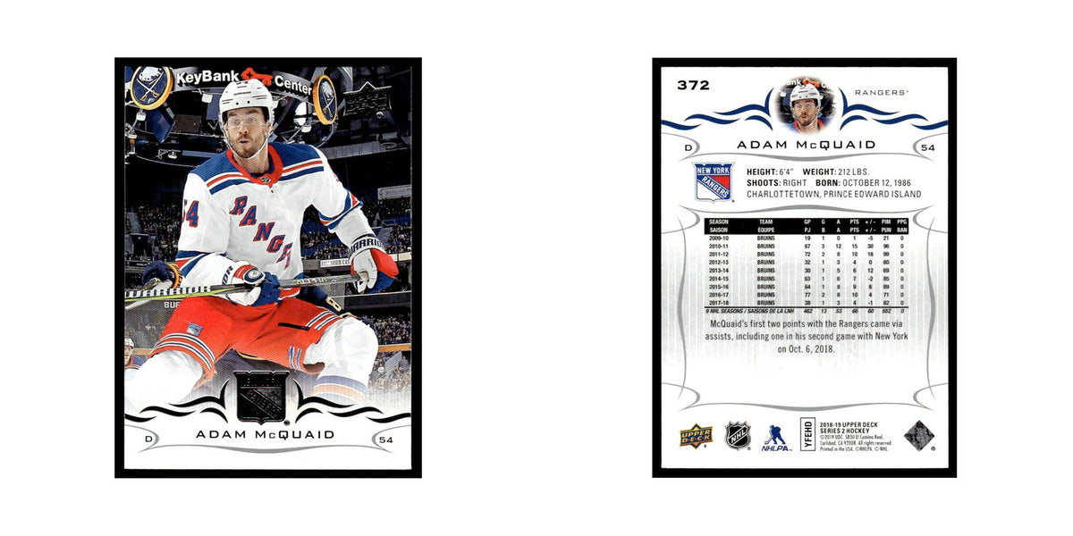 Adam McQuaid 2018 Upper Deck #372 New York Rangers Hockey Card NM
