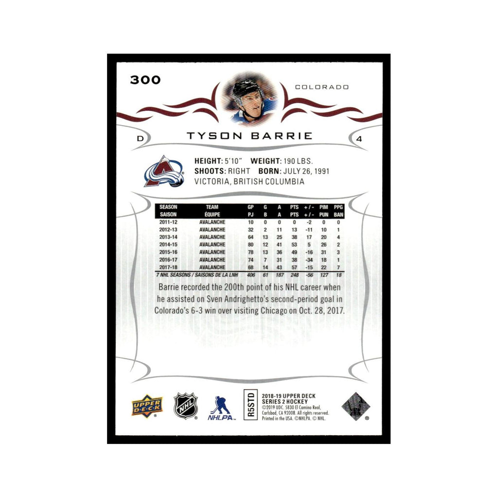 Tyson Barrie 2018 Upper Deck #300 Colorado Avalanche Hockey Card NM