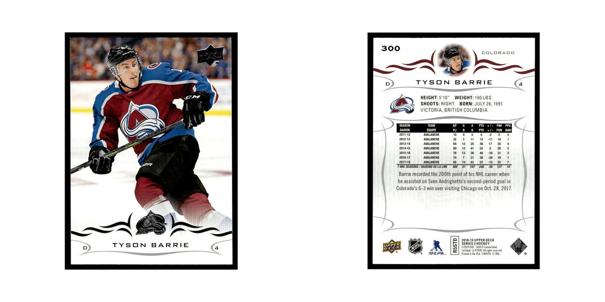 Tyson Barrie 2018 Upper Deck #300 Colorado Avalanche Hockey Card NM