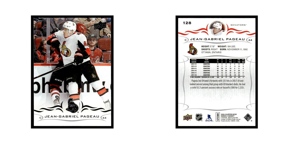 Jean-Gabriel Pageau 2018 Upper Deck #128 Ottawa Senators Hockey Card NM
