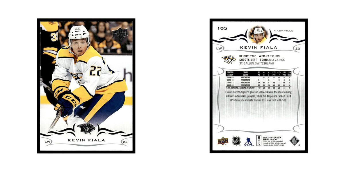 Kevin Fiala 2018 Upper Deck #105 Nashville Predators Hockey Card NM