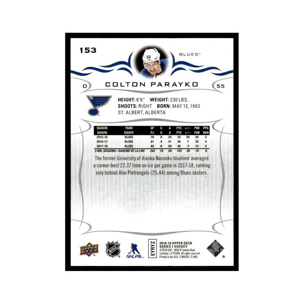 Colton Parayko 2018 Upper Deck #153 St. Louis Blues Hockey Card NM