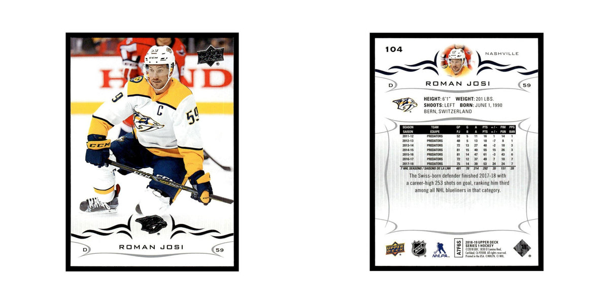 Roman Josi 2018 Upper Deck #104 Nashville Predators Hockey Card NM