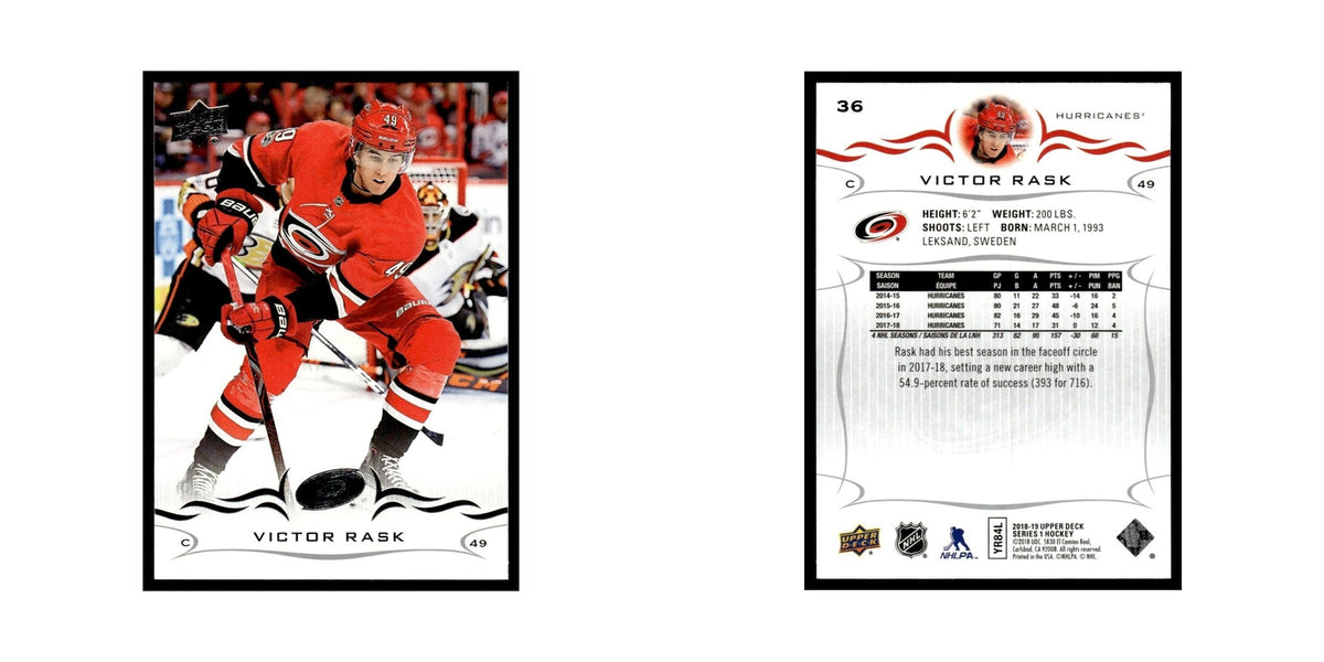 Victor Rask 2018 Upper Deck #36 Carolina Hurricanes Hockey Card NM