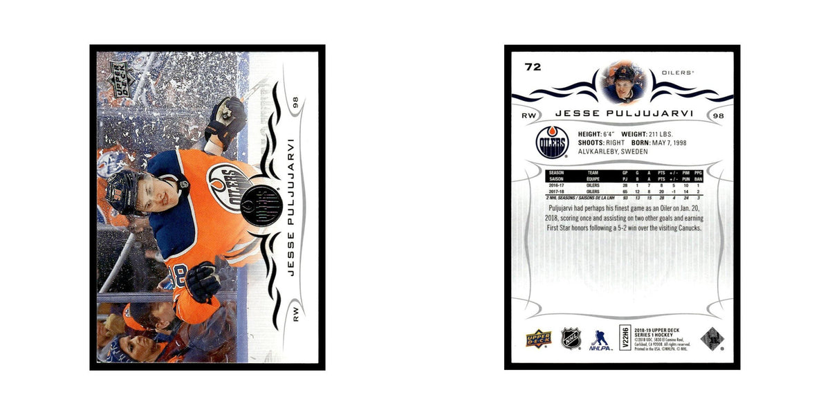 Jesse Puljujarvi 2018 Upper Deck #72 Edmonton Oilers Hockey Card NM