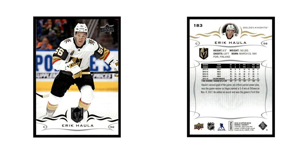 Erik Haula 2018 Upper Deck #183 Vegas Golden Knights Hockey Card NM