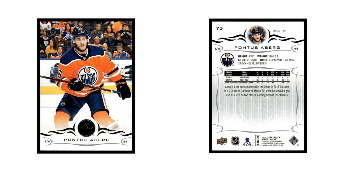 Pontus Aberg 2018 Upper Deck #73 Edmonton Oilers Hockey Card NM