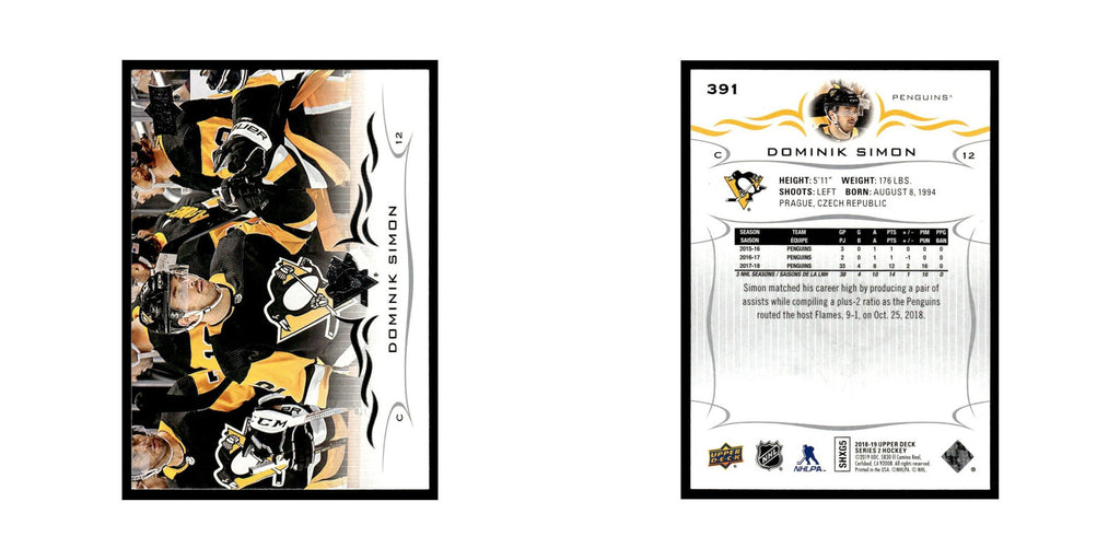 Dominik Simon 2018 Upper Deck #391 Pittsburgh Penguins Hockey Card NM