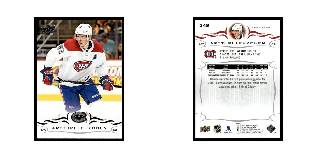 Artturi Lehkonen 2018 Upper Deck #349 Montreal Canadiens Hockey Card NM
