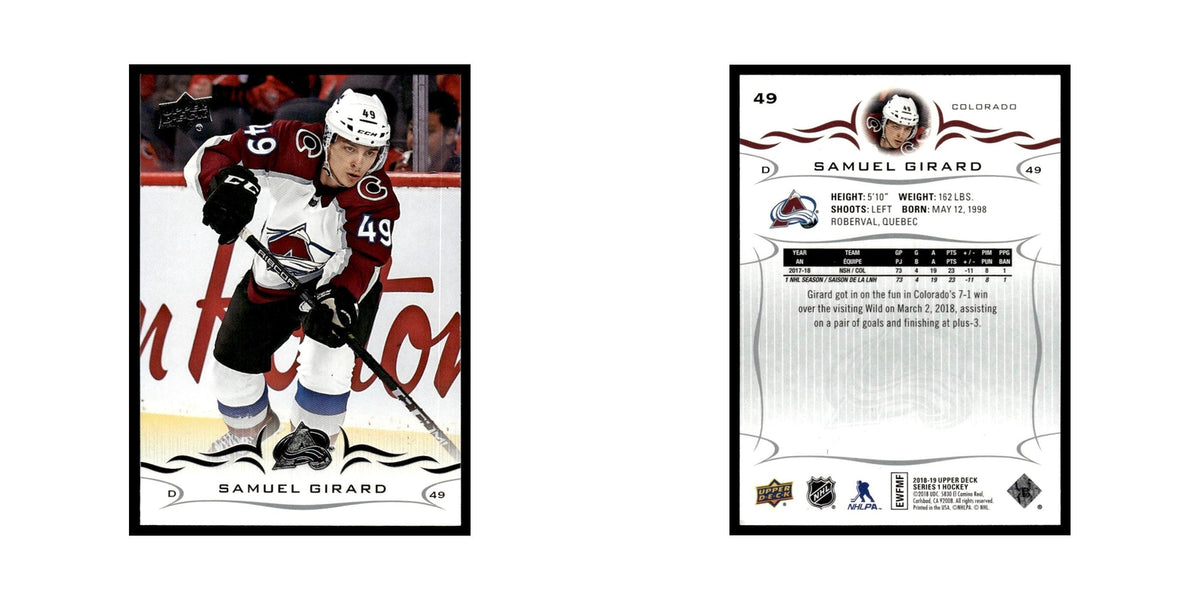 Samuel Girard 2018 Upper Deck #49 Colorado Avalanche Hockey Card NM