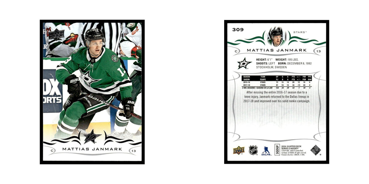 Mattias Janmark 2018 Upper Deck #309 Dallas Stars Hockey Card NM