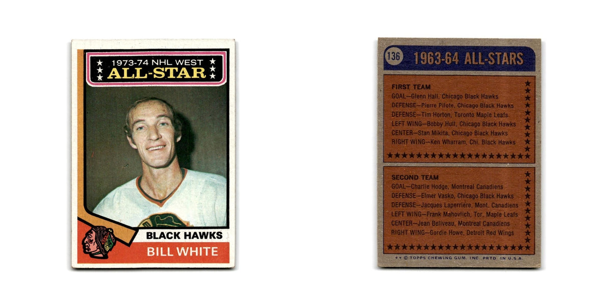 1974 Topps Bill White Chicago Blackhawks #136