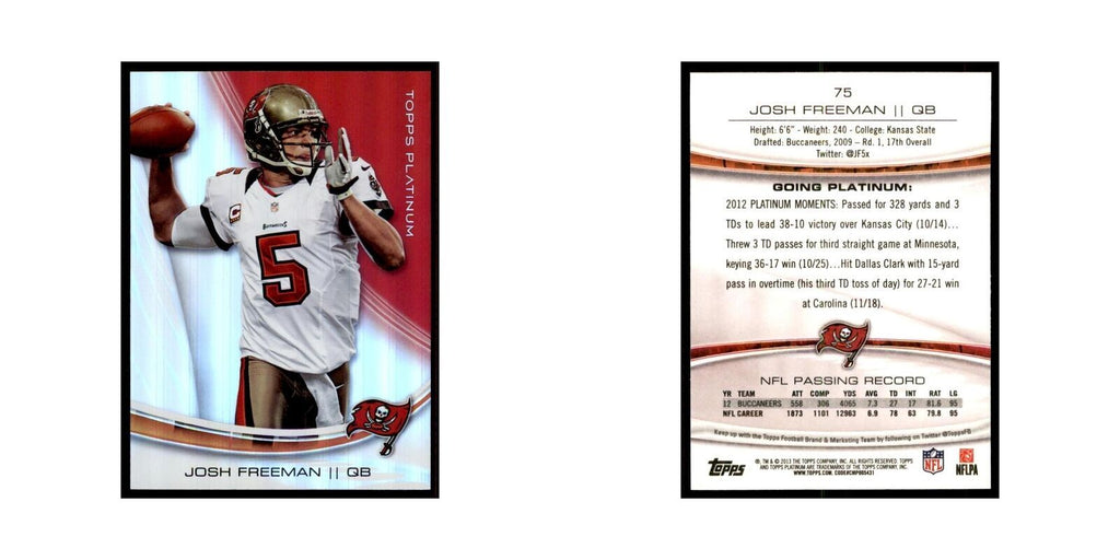 2013 Topps Platinum Josh Freeman Football Cards #75