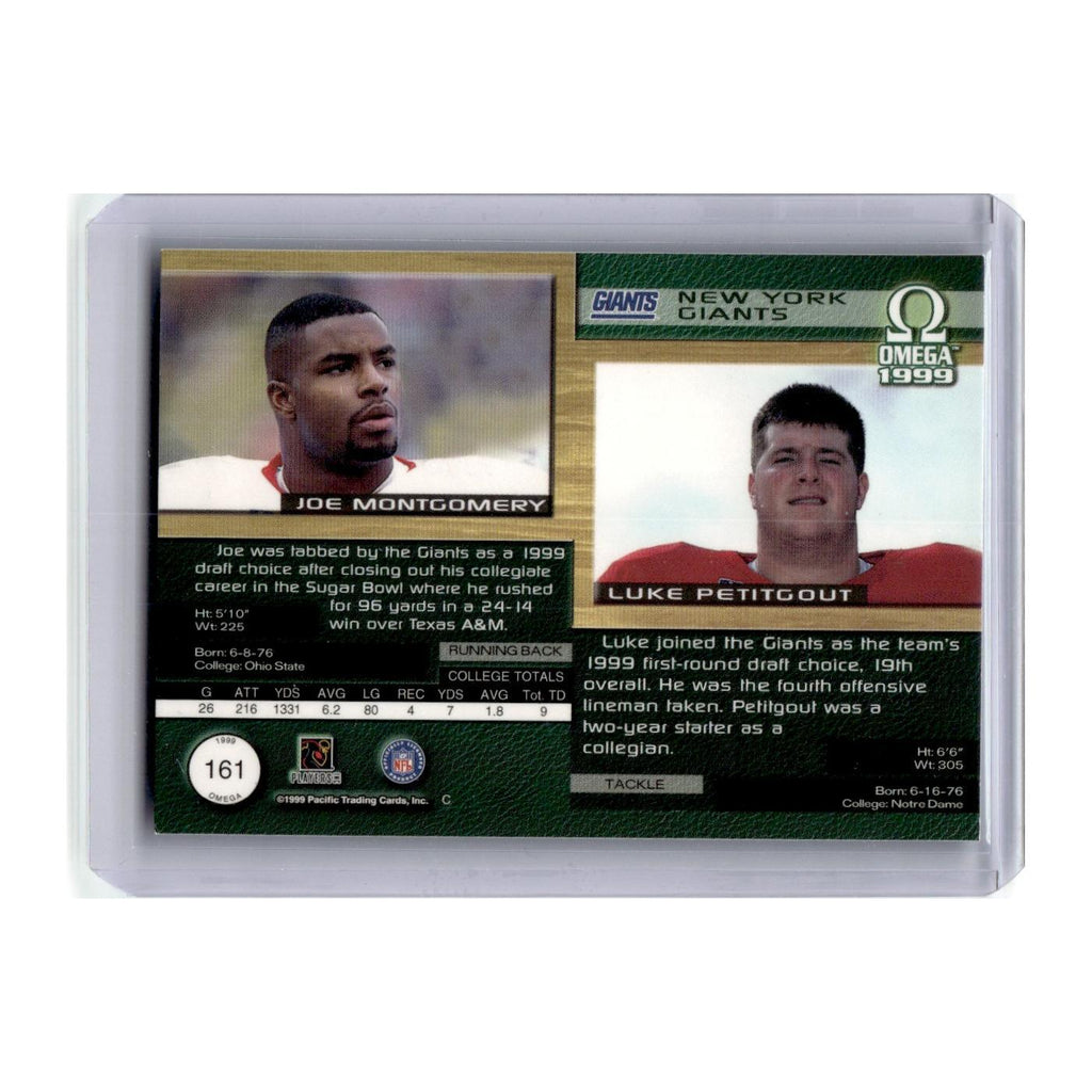 1999 Pacific Omega Joe Montgomery/Luke Petitgout RC Giants #161