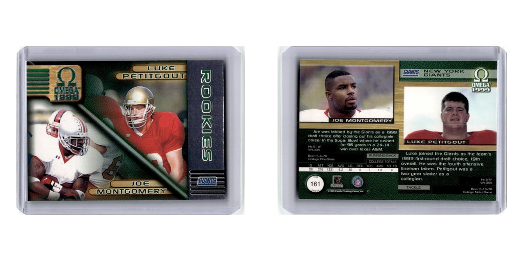 1999 Pacific Omega Joe Montgomery/Luke Petitgout RC Giants #161