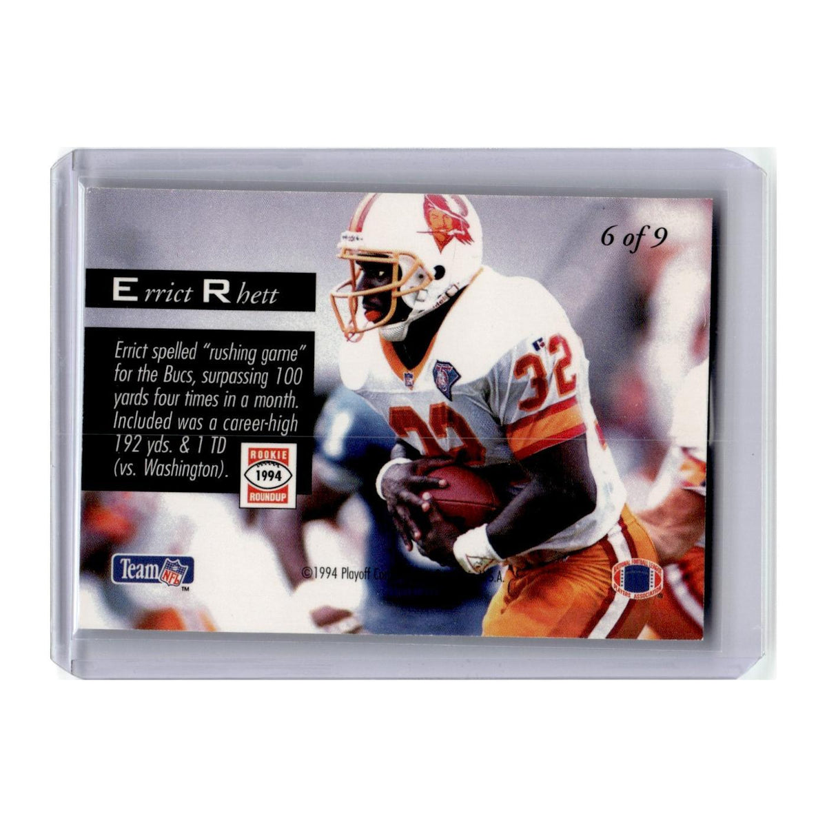 1994 Playoff Rookie Roundup Errict Rhett Buccaneers #6