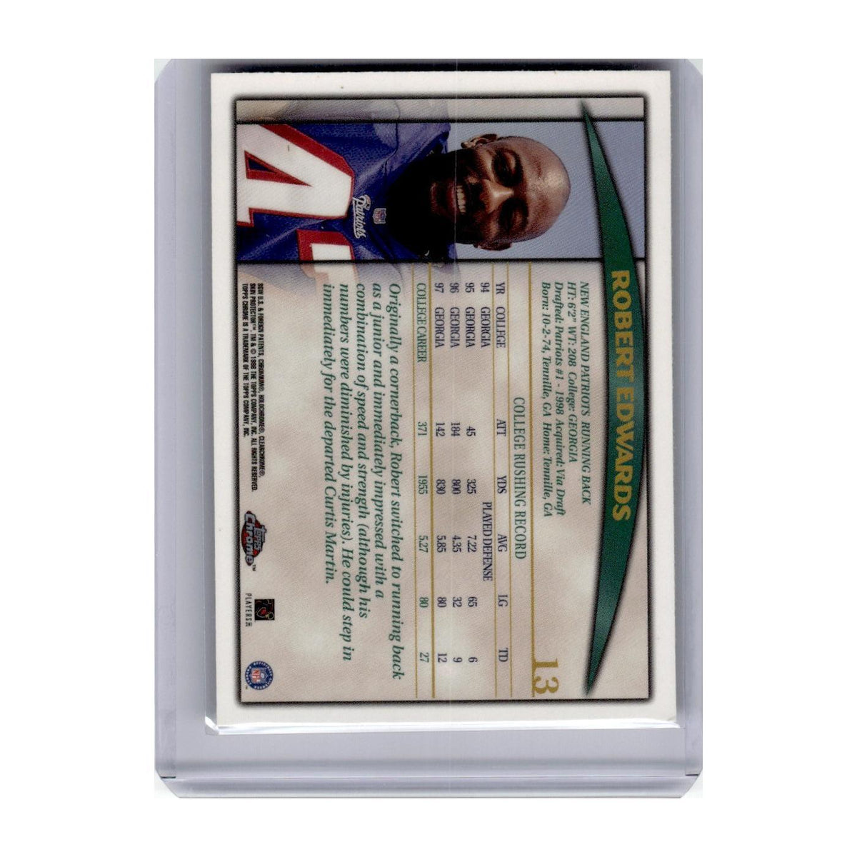1998 Topps Chrome Robert Edwards RC Patriots #13