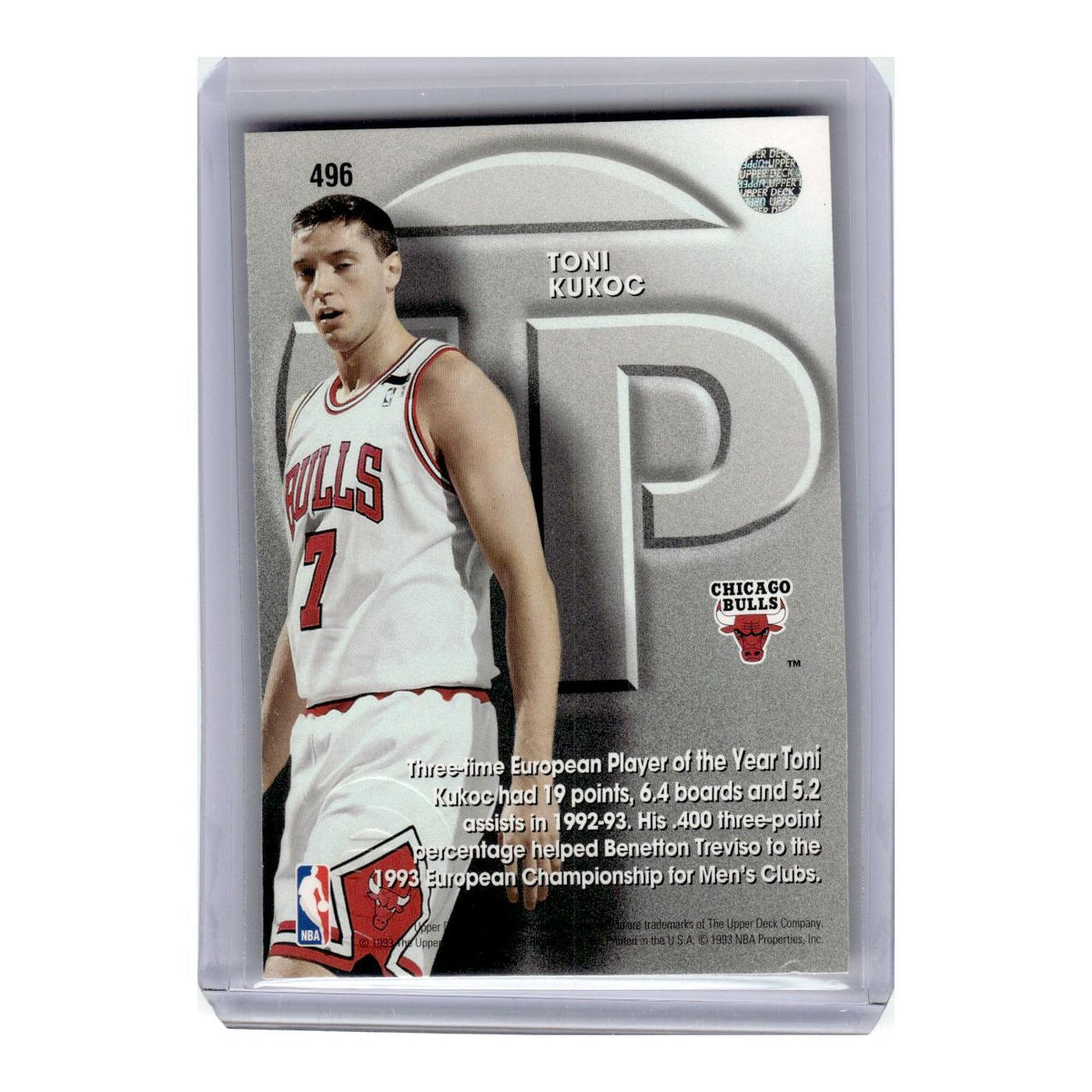 1993 Upper Deck Toni Kukoc Bulls #496