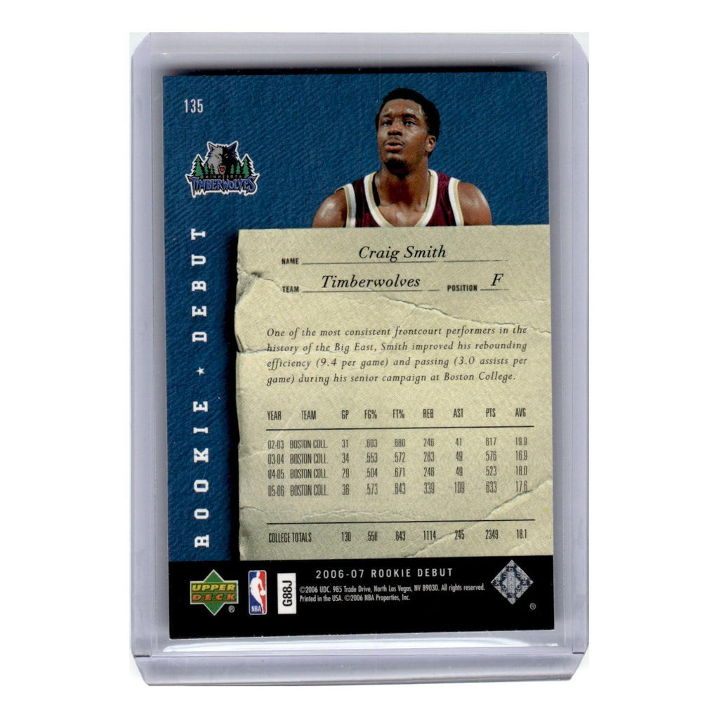 2006 Upper Deck Rookie Debut Craig Smith Timberwolves #135