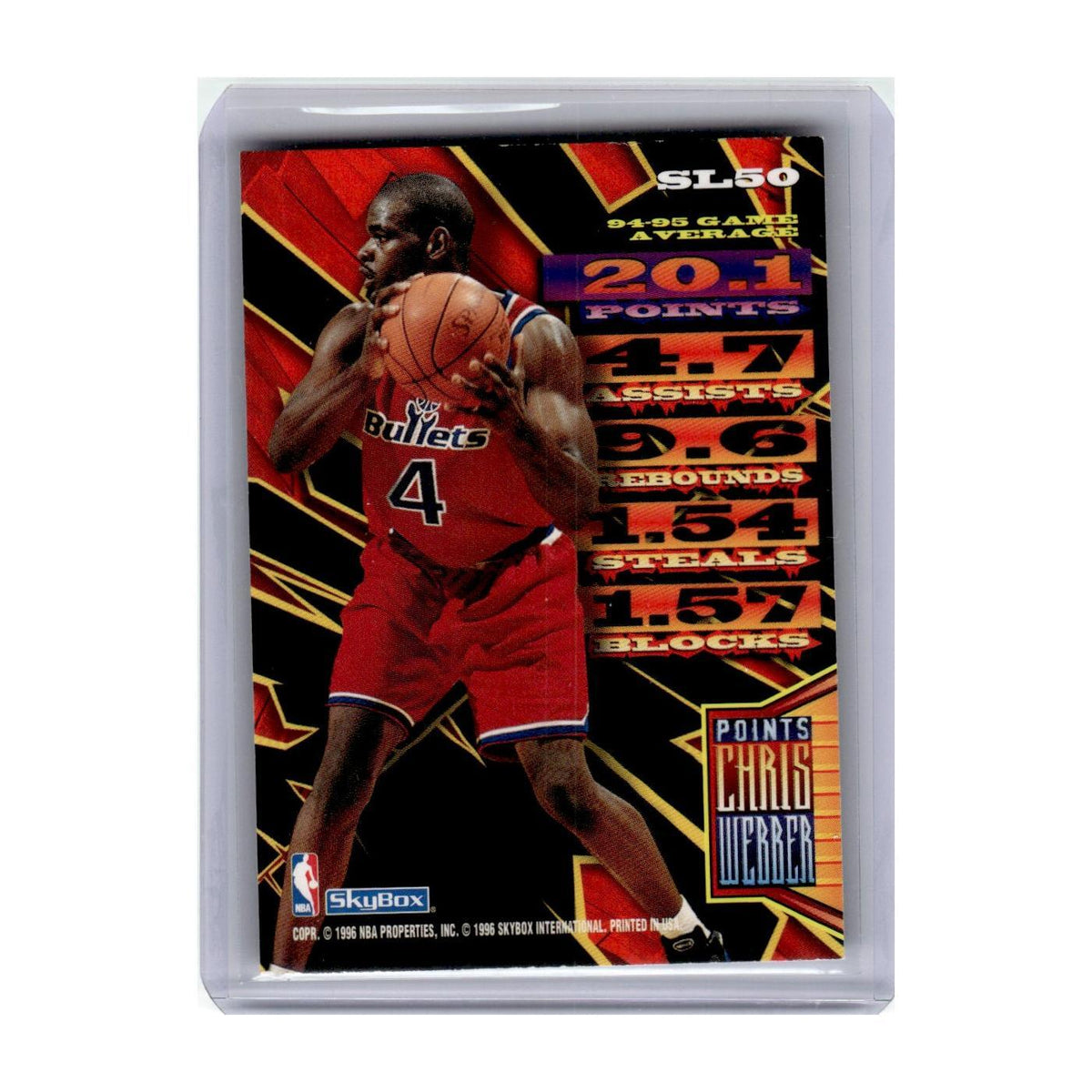 1996 Hoops Slamland Chris Webber Washington Bullets #SL50