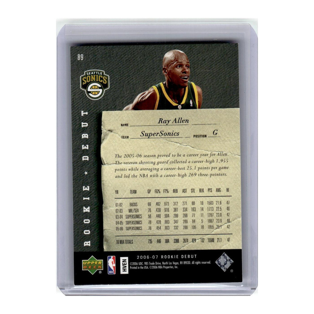 2006 Upper Deck Rookie Debut Ray Allen Seattle SuperSonics #89