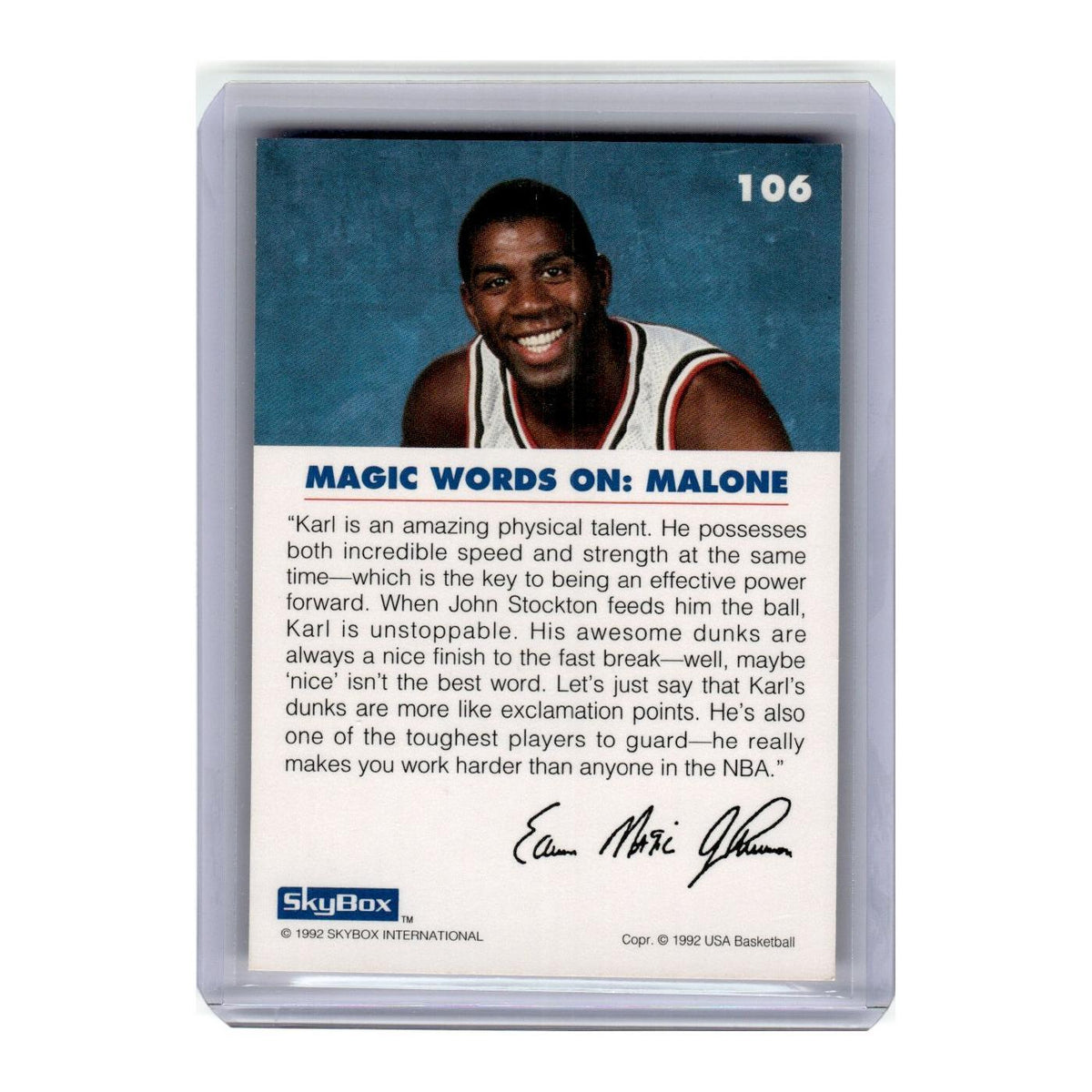 1992 SkyBox USA Magic on Malone #106