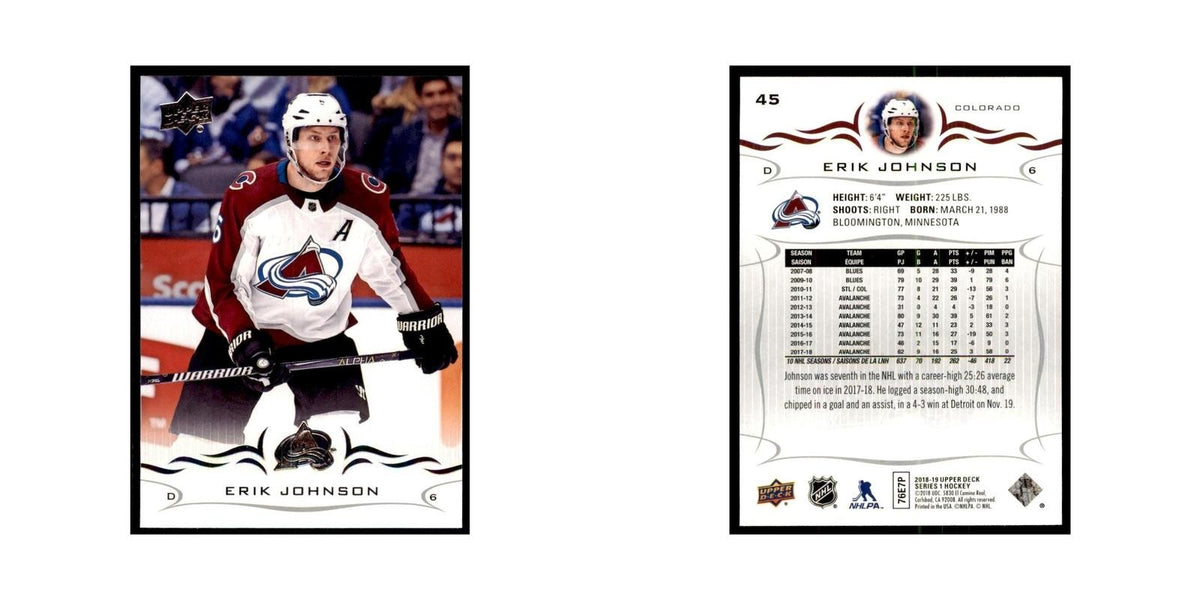 Erik Johnson 2018 Upper Deck #45 Hockey Cards Hockey Card NM