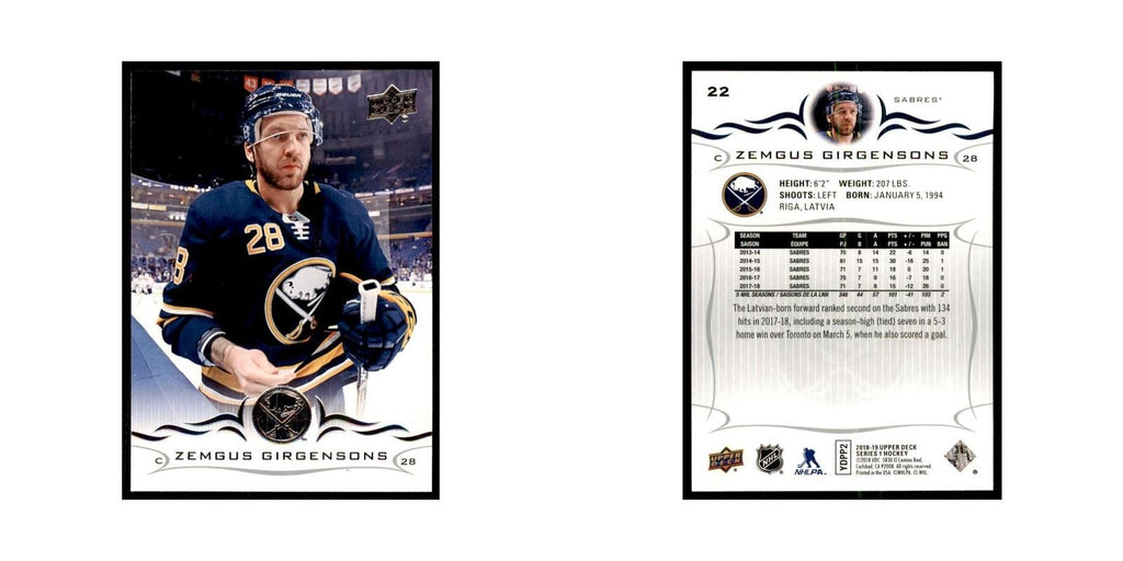 Zemgus Girgensons 2018 Upper Deck #22 Hockey Cards Hockey Card NM