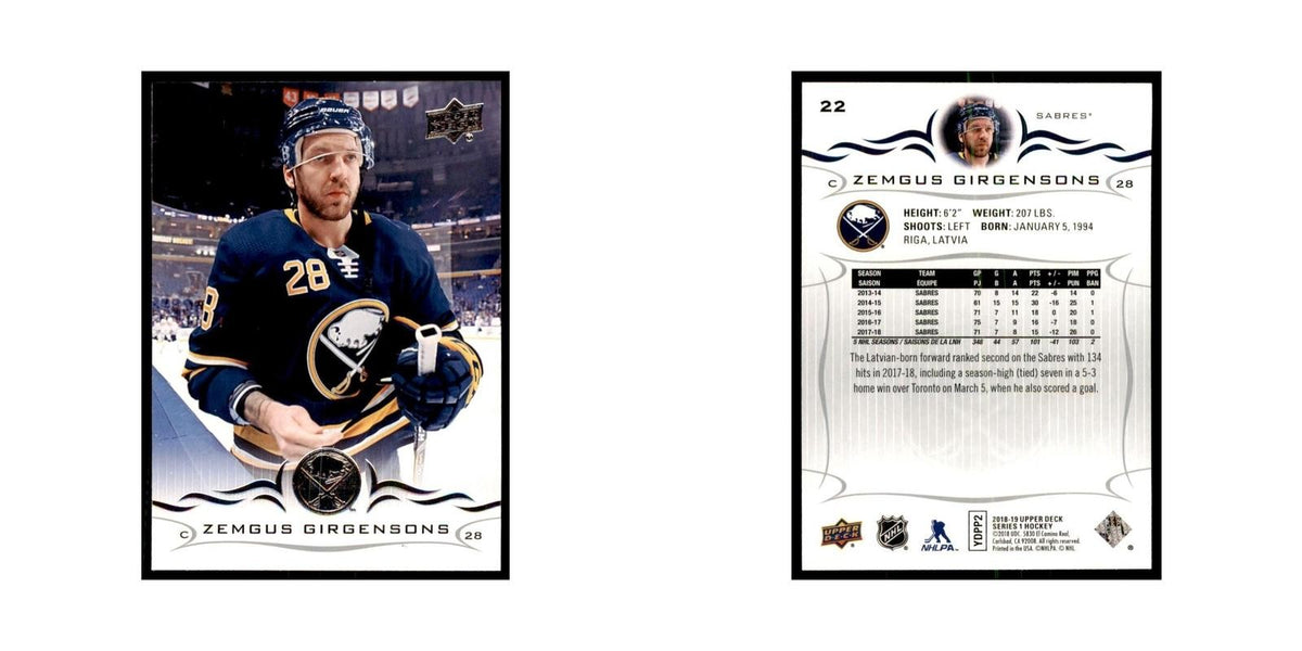 Zemgus Girgensons 2018 Upper Deck #22 Hockey Cards Hockey Card NM