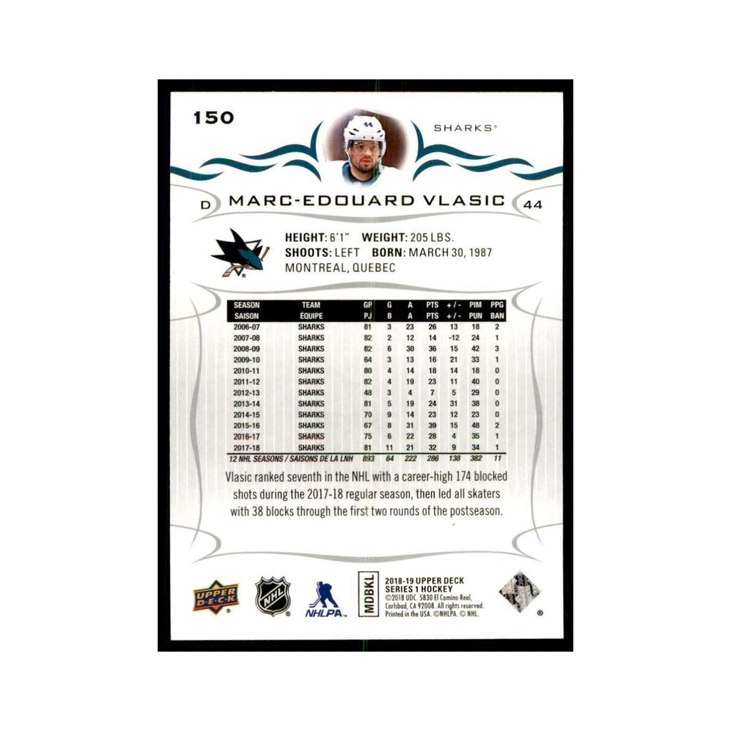 Marc-Edouard Vlasic 2018 Upper Deck #150 Hockey Cards Hockey Card NM
