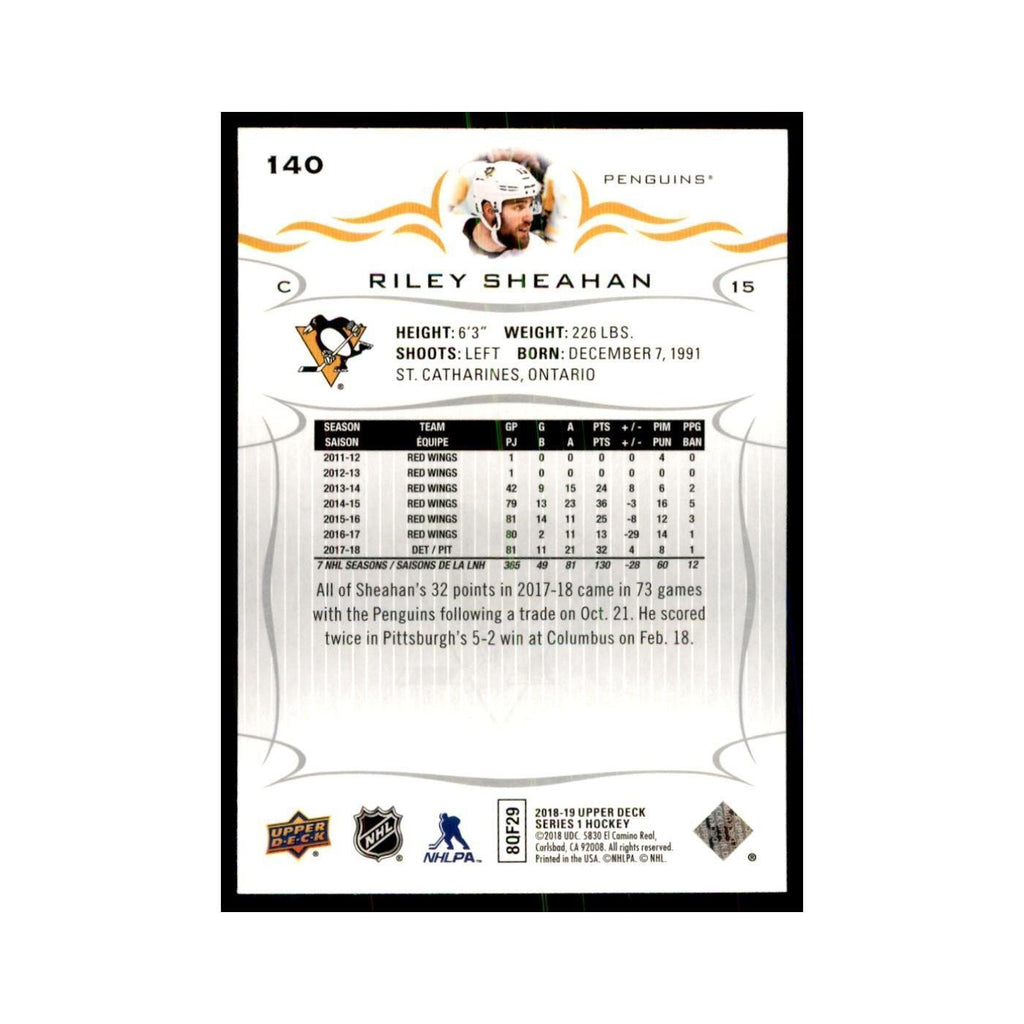 Riley Sheahan 2018 Upper Deck #140 Hockey Cards Hockey Card NM