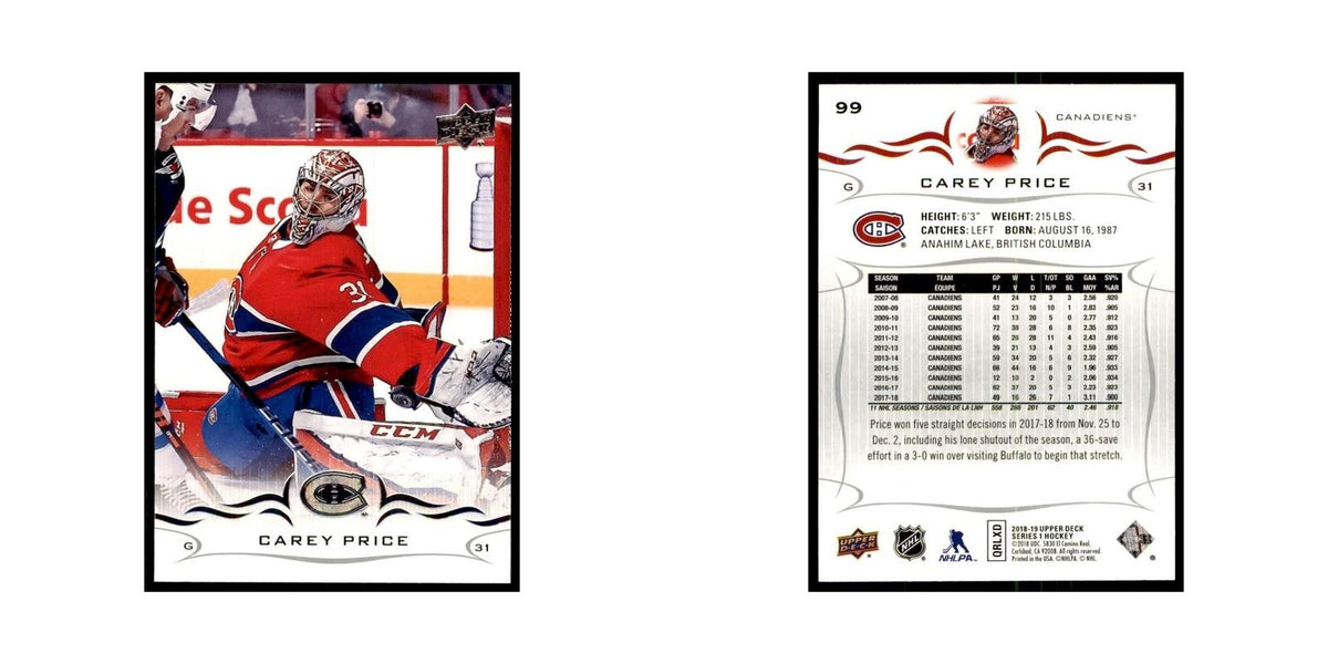 Carey Price 2018 Upper Deck #99 Hockey Cards Hockey Card NM