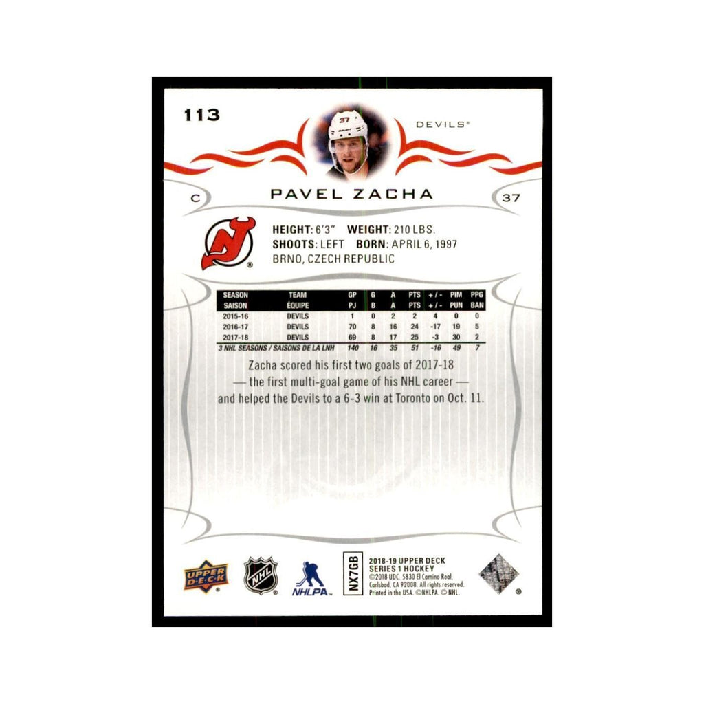 Pavel Zacha 2018 Upper Deck #113 Hockey Cards Hockey Card NM